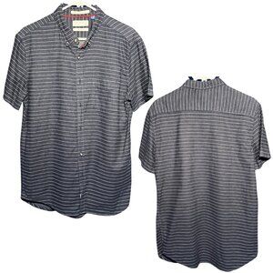 Denim & Flower Blue with White Striped Button Up - Slim Fit - M